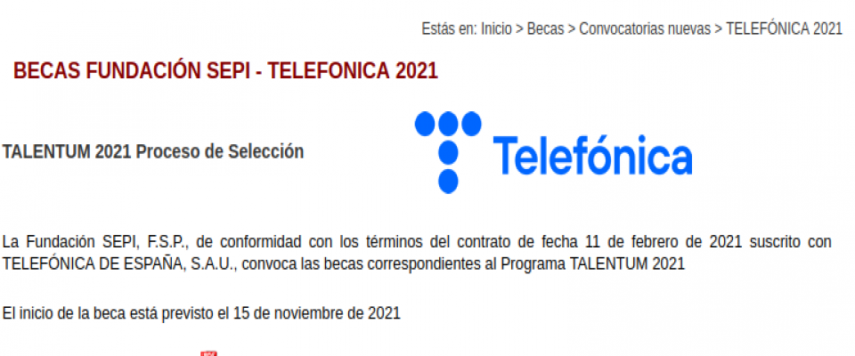 Beca fundación SEPI - Telefónica