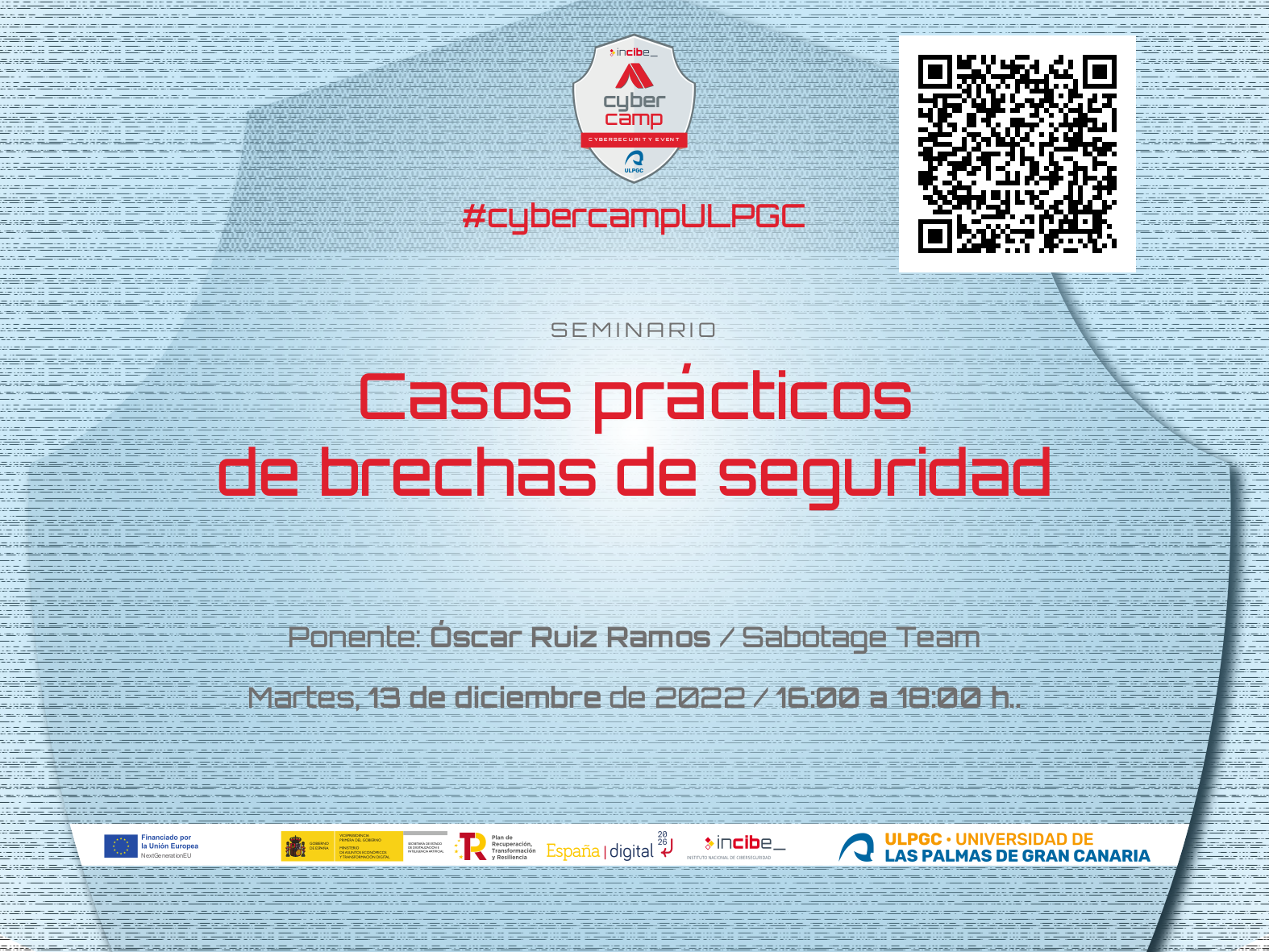 Cartel promocional del taller de casos prácticos de brechas de seguridad