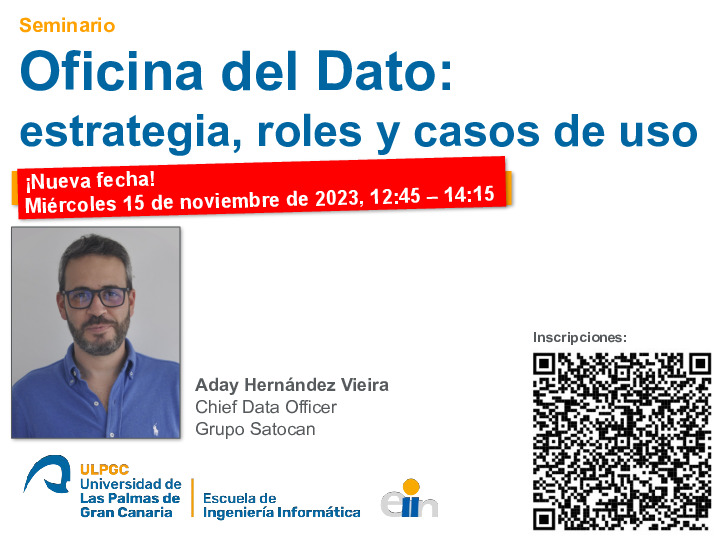 Cartel informativo con código QR para la inscripción en el seminario