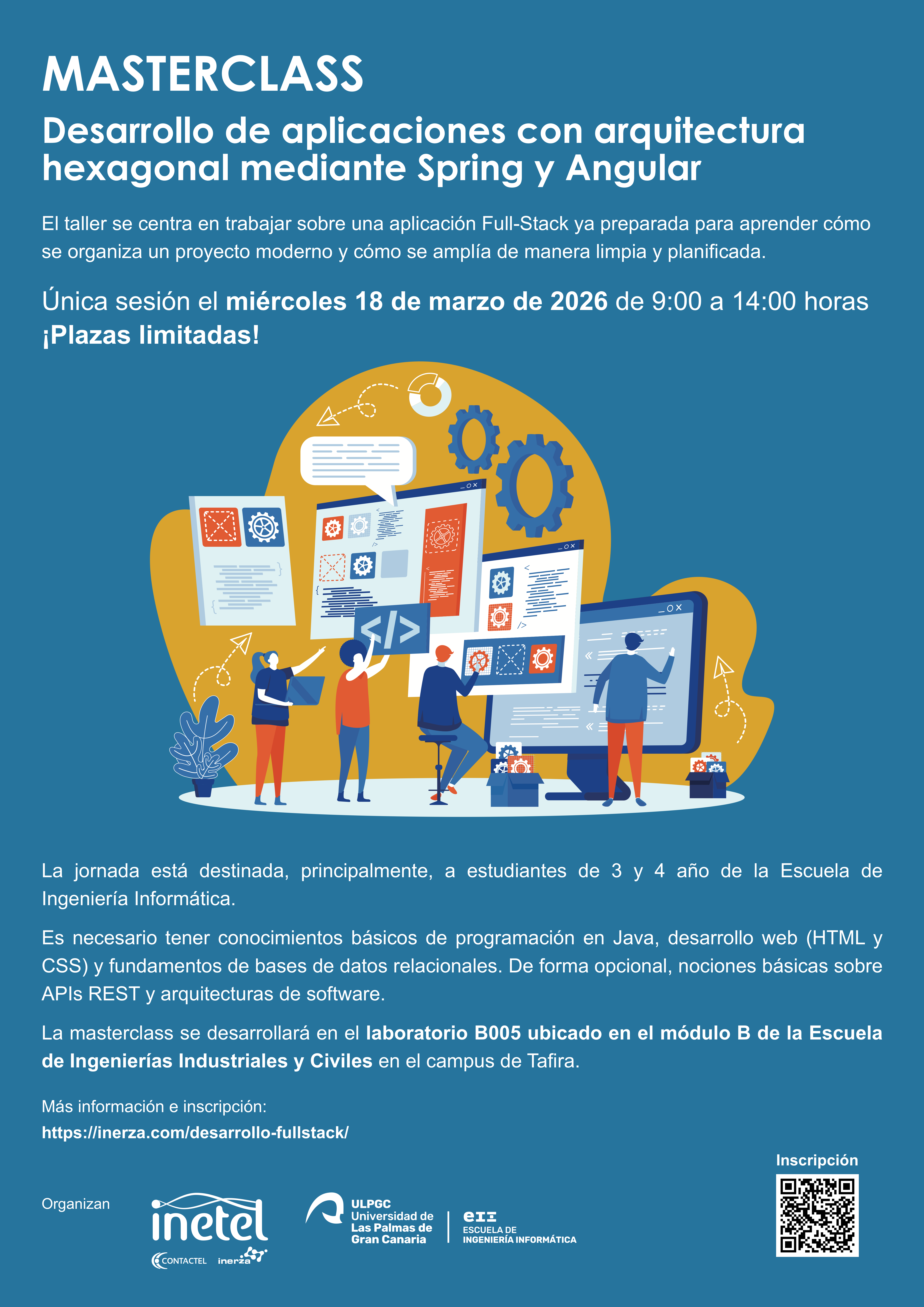 Cartel promocional del taller de INERZA