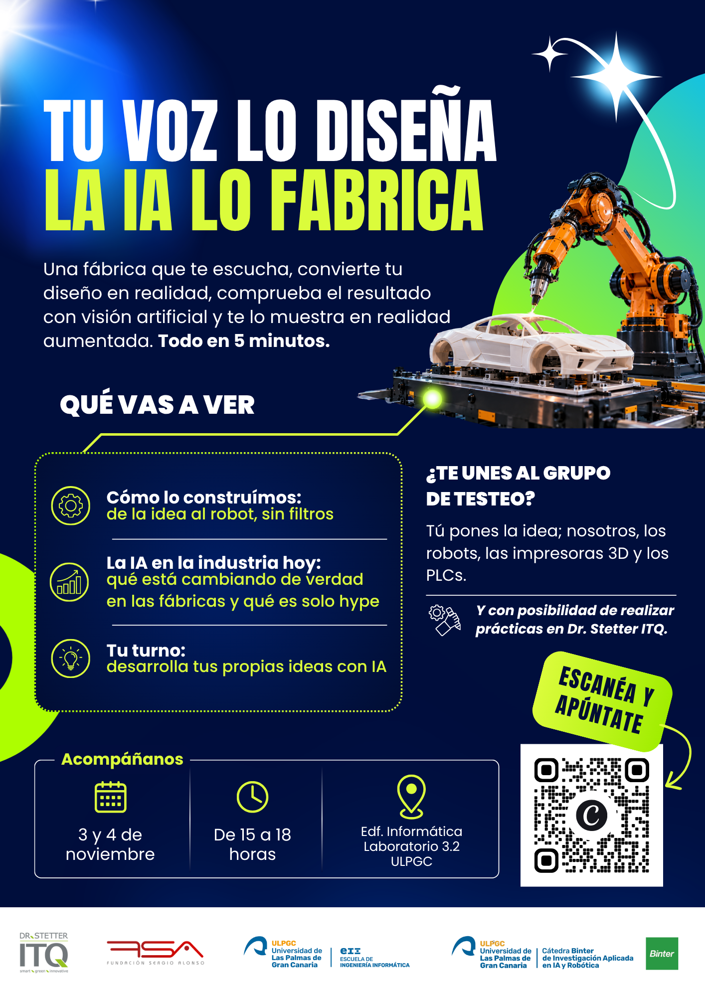 Cartel con código QR para la inscripción