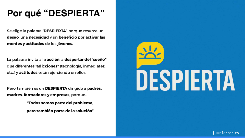 Página del dossier del proyecto Despierta