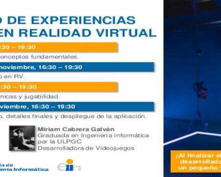 Cartel promocional del taller desarrollo de experiencias inmersivas en realidad virtual