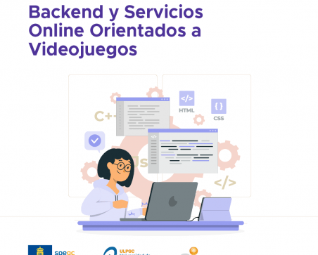 Cartel promocional del curso de formación Backend y Servicios Online Orientados a Videojuegos