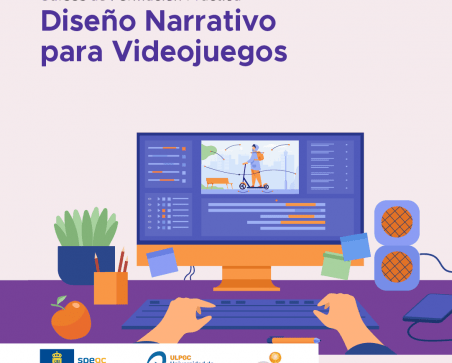 Cartel promocional del curso de formación práctica Diseño Narrativo para Videojuegos