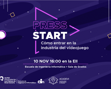 Cartel promocional del taller de press start