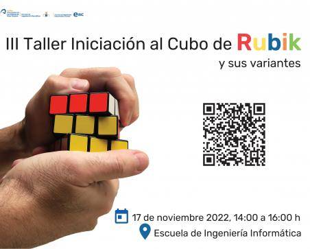 Cartel promocional cubo de Rubik
