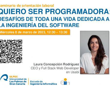 Cartel promocional del semiario de orientación laboral QUIERO SER PROGRAMADORA