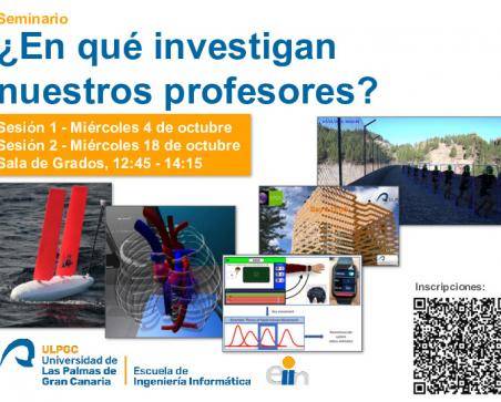 Cartel promocional del seminario con código QR con enlace para inscribirse