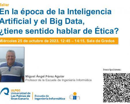 Cartel promocional del taller de ética con código QR que enlaza a las inscripciones