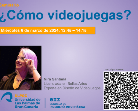 Cartel promocional del seminario ¿Cómo videojuegas?