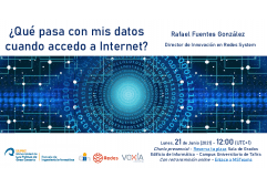 Cartel de la charla: ¿Qué pasa con mis datos cuando accedo a internet?