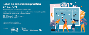 Cartel del taller de experiencia práctica en SCRUM