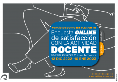 Cartel promocional de las encuestas de satisfacción docente