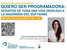 Cartel promocional del semiario de orientación laboral QUIERO SER PROGRAMADORA