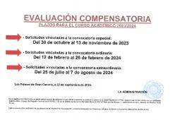 Cartel con las fechas de la evaluación compensatoria en la noticia