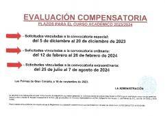 Cartel con las fechas de la evaluación compensatoria en la noticia