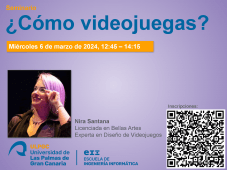 Cartel promocional del seminario ¿Cómo videojuegas?