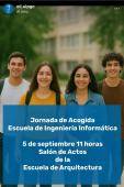 Cartel promocional de la jornada de acogida, día 5 de septiembre de 2025, salón de actos del Edificio de  Arquitectura